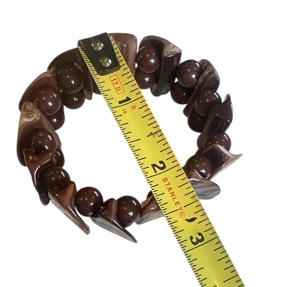 Large Brown Abalone Inspired Chunky Shell Beaded … - image 4